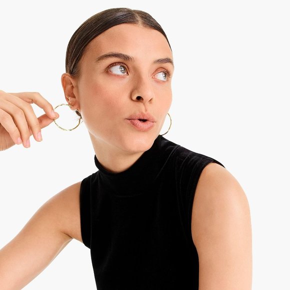 J. Crew Blue Velvet Mock Neck Top - Picture 3 of 7